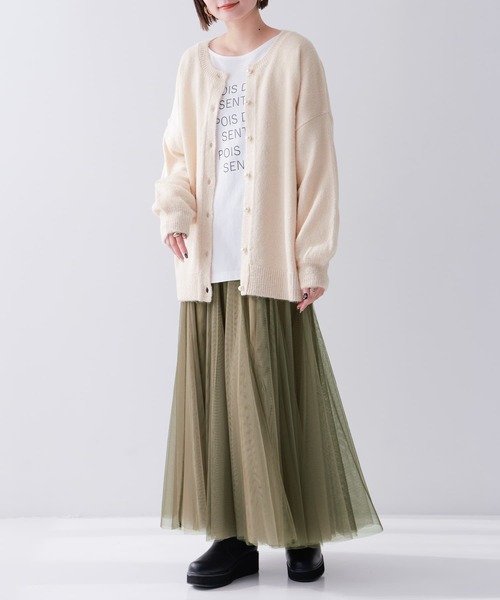 osharewalker(オシャレウォーカー)の「【廃盤】『フェイクパールボタンモヘヤタッチカーディガン』(カーディガン/ボレロ・レディース・ライトベージュ/ブラック・FREE)」の18枚目の写真