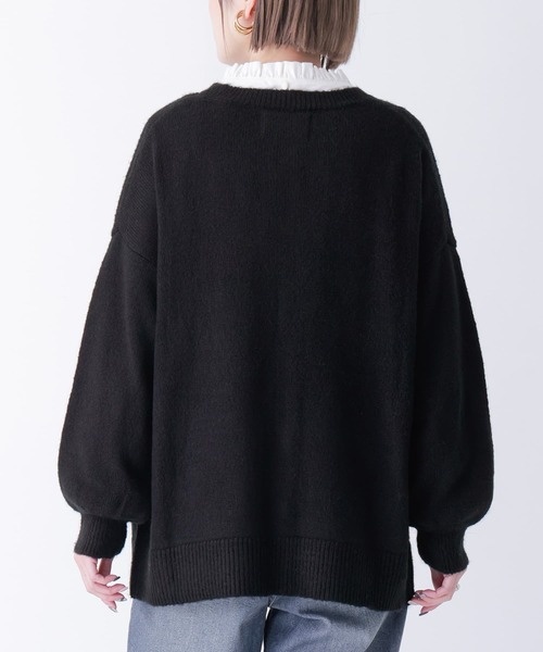 osharewalker(オシャレウォーカー)の「【廃盤】『フェイクパールボタンモヘヤタッチカーディガン』(カーディガン/ボレロ・レディース・ライトベージュ/ブラック・FREE)」の4枚目の写真