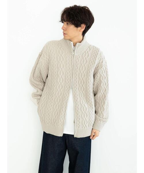CRAFT STANDARD BOUTIQUE(クラフトスタンダードブティック)の「ケーブルニット切り替え裏毛フーディー(カーディガン/ボレロ・レディース・ブラウン/ブラック/ホワイト系その他・L/M)」の4枚目の写真