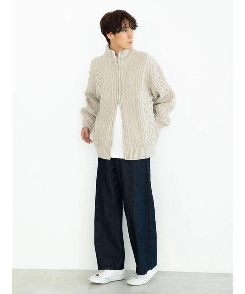 CRAFT STANDARD BOUTIQUE(クラフトスタンダードブティック)の「ケーブルニット切り替え裏毛フーディー(カーディガン/ボレロ・レディース・ブラウン/ブラック/ホワイト系その他・L/M)」の10枚目の写真