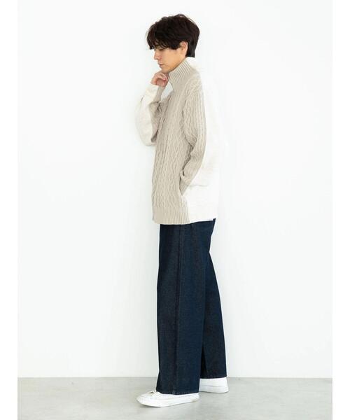 CRAFT STANDARD BOUTIQUE(クラフトスタンダードブティック)の「ケーブルニット切り替え裏毛フーディー(カーディガン/ボレロ・レディース・ブラウン/ブラック/ホワイト系その他・L/M)」の11枚目の写真
