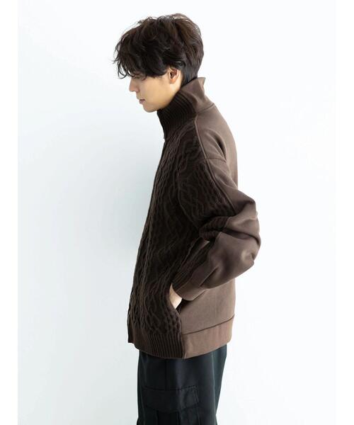 CRAFT STANDARD BOUTIQUE(クラフトスタンダードブティック)の「ケーブルニット切り替え裏毛フーディー(カーディガン/ボレロ・レディース・ブラウン/ブラック/ホワイト系その他・L/M)」の16枚目の写真