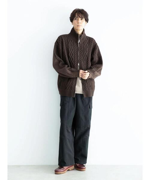 CRAFT STANDARD BOUTIQUE(クラフトスタンダードブティック)の「ケーブルニット切り替え裏毛フーディー(カーディガン/ボレロ・レディース・ブラウン/ブラック/ホワイト系その他・L/M)」の18枚目の写真