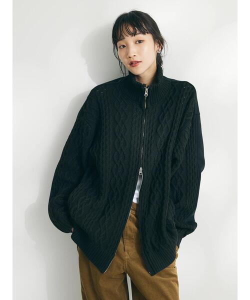 CRAFT STANDARD BOUTIQUE(クラフトスタンダードブティック)の「ケーブルニット切り替え裏毛フーディー(カーディガン/ボレロ・レディース・ブラウン/ブラック/ホワイト系その他・L/M)」の22枚目の写真