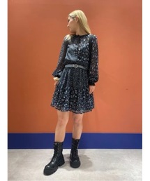 ミッドナイトフローラル シアー ショートワンピース