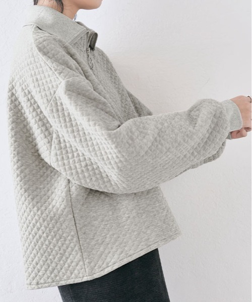 kirakiraShop(キラキラショップ)の「ハーフジップ キルティング スウェット プルオーバー(スウェット・レディース・チャコール/杢グレー/オフホワイト・FREE)」の6枚目の写真