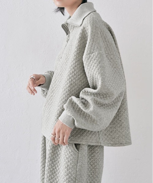 kirakiraShop(キラキラショップ)の「ハーフジップ キルティング スウェット プルオーバー(スウェット・レディース・チャコール/杢グレー/オフホワイト・FREE)」の15枚目の写真