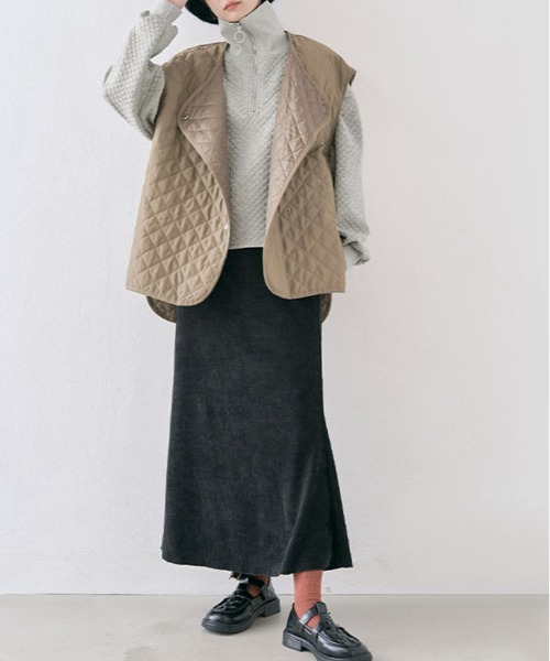 kirakiraShop(キラキラショップ)の「ハーフジップ キルティング スウェット プルオーバー(スウェット・レディース・チャコール/杢グレー/オフホワイト・FREE)」の12枚目の写真