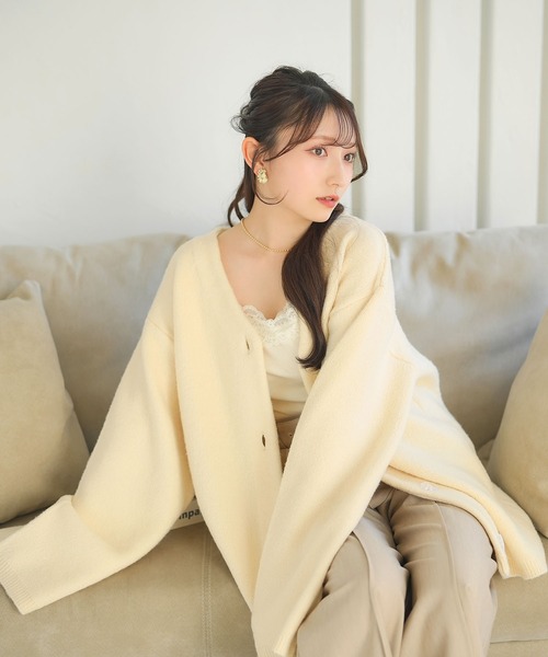 moulis'（ムーリス）の「オーバーカーディガン（カーディガン/ボレロ・レディース・ホワイト/ベビーピンク/グレー・M-L/LL～3L）」の4枚目の写真