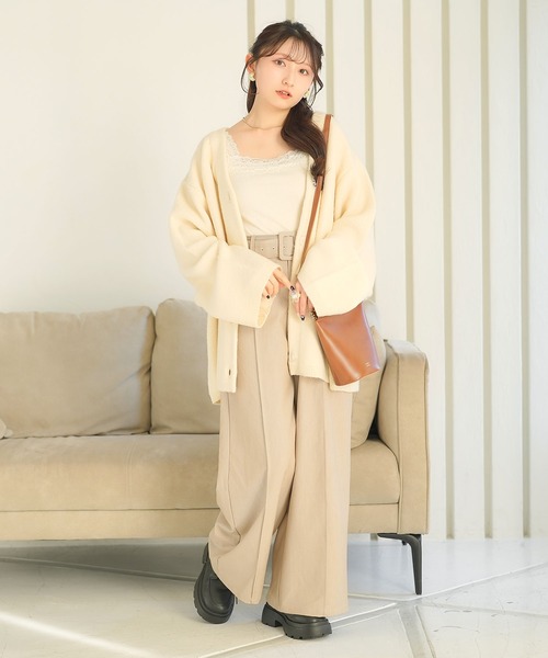 moulis'（ムーリス）の「オーバーカーディガン（カーディガン/ボレロ・レディース・ホワイト/ベビーピンク/グレー・M-L/LL～3L）」の6枚目の写真