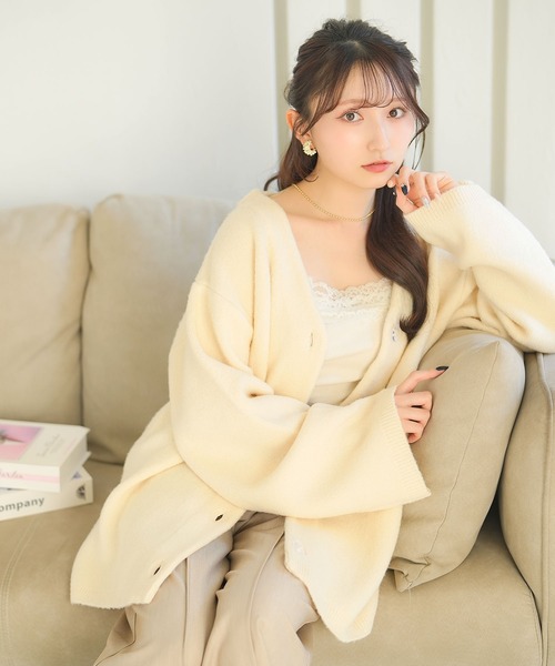 moulis'（ムーリス）の「オーバーカーディガン（カーディガン/ボレロ・レディース・ホワイト/ベビーピンク/グレー・M-L/LL～3L）」の7枚目の写真