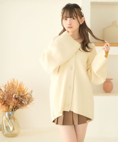 moulis'（ムーリス）の「オーバーカーディガン（カーディガン/ボレロ・レディース・ホワイト/ベビーピンク/グレー・M-L/LL～3L）」の11枚目の写真