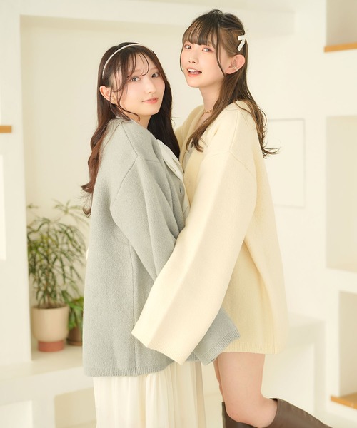 moulis'（ムーリス）の「オーバーカーディガン（カーディガン/ボレロ・レディース・ホワイト/ベビーピンク/グレー・M-L/LL～3L）」の16枚目の写真