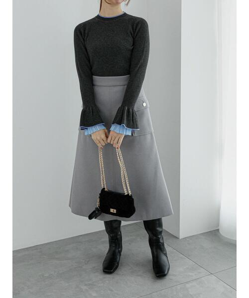 Te chichi（テチチ）の「レイヤードフレアスリーブリブニット（ニット/セーター・レディース・オフホワイト/チャコールグレー/ブラック・F）」の16枚目の写真