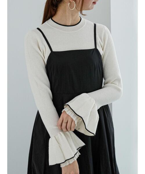 Te chichi（テチチ）の「レイヤードフレアスリーブリブニット（ニット/セーター・レディース・オフホワイト/チャコールグレー/ブラック・F）」の11枚目の写真
