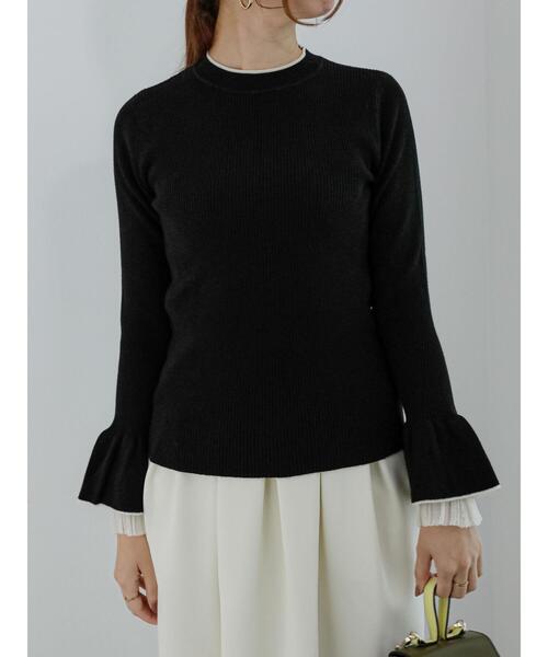 Te chichi（テチチ）の「レイヤードフレアスリーブリブニット（ニット/セーター・レディース・オフホワイト/チャコールグレー/ブラック・F）」の19枚目の写真