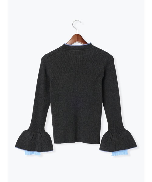 Te chichi（テチチ）の「レイヤードフレアスリーブリブニット（ニット/セーター・レディース・オフホワイト/チャコールグレー/ブラック・F）」の10枚目の写真