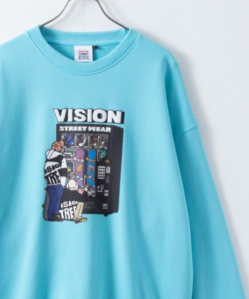 VISION STREET WEAR(ヴィジョンストリートウェア)の「VISION STREET WEAR スケボー自販機プリントスウェットプルオーバー(スウェット・メンズ・チャコールグレー/サックスブルー/オフホワイト・L/M/XL)」の3枚目の写真