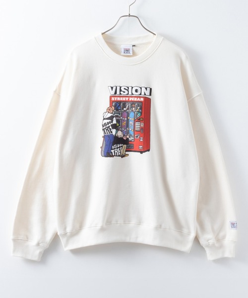VISION STREET WEAR(ヴィジョンストリートウェア)の「VISION STREET WEAR スケボー自販機プリントスウェットプルオーバー(スウェット・メンズ・チャコールグレー/サックスブルー/オフホワイト・L/M/XL)」の4枚目の写真