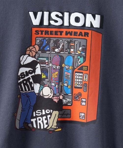 VISION STREET WEAR(ヴィジョンストリートウェア)の「VISION STREET WEAR スケボー自販機プリントスウェットプルオーバー(スウェット・メンズ・チャコールグレー/サックスブルー/オフホワイト・L/M/XL)」の11枚目の写真