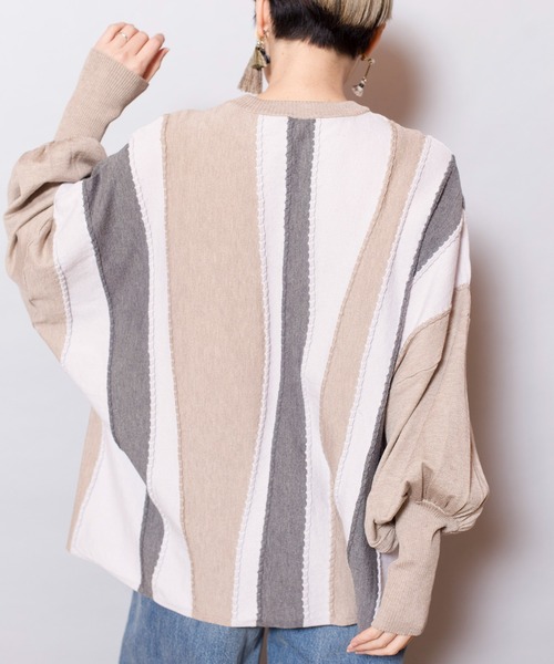 OSMOSIS(オズモーシス)の「ウェーブストライプニットプルオーバー(ニット/セーター・レディース・ベージュ/オリーブ/ブラック・ONE SIZE)」の18枚目の写真