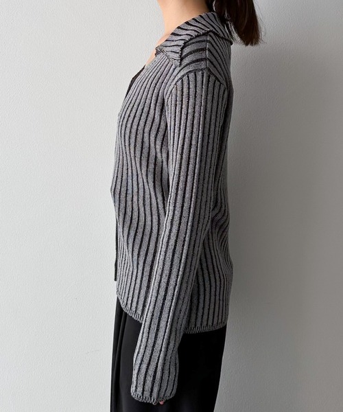 Doux archives(ドゥアルシーヴ)の「リネンライク前開きリブニット(ニット/セーター・レディース・ベージュ/チャコールグレー/ラベンダー・FREE)」の16枚目の写真