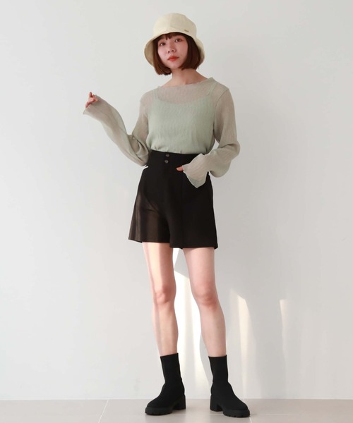 archives（アルシーヴ）の「ハイウエストパイピングショートパンツ（その他パンツ・レディース・ブラック/アイボリー/ブルーグレー・MEDIUM）」の20枚目の写真