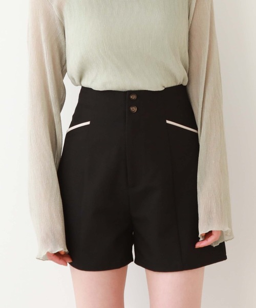 archives（アルシーヴ）の「ハイウエストパイピングショートパンツ（その他パンツ・レディース・ブラック/アイボリー/ブルーグレー・MEDIUM）」の9枚目の写真