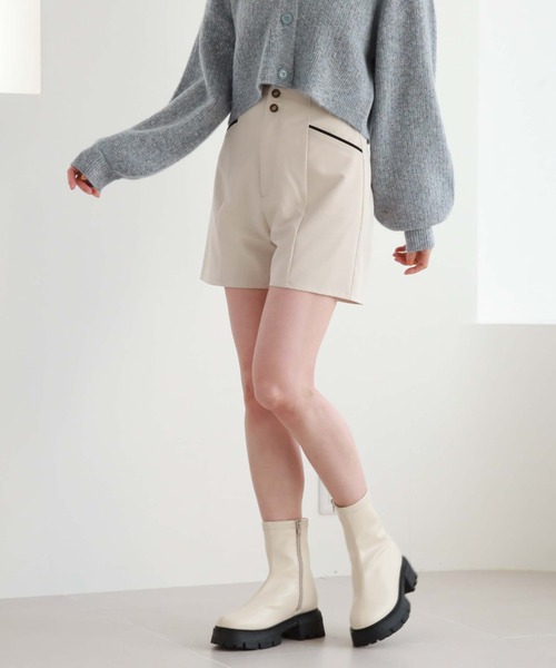 archives（アルシーヴ）の「ハイウエストパイピングショートパンツ（その他パンツ・レディース・ブラック/アイボリー/ブルーグレー・MEDIUM）」の6枚目の写真