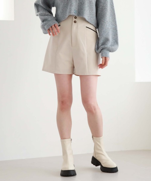 archives（アルシーヴ）の「ハイウエストパイピングショートパンツ（その他パンツ・レディース・ブラック/アイボリー/ブルーグレー・MEDIUM）」の5枚目の写真