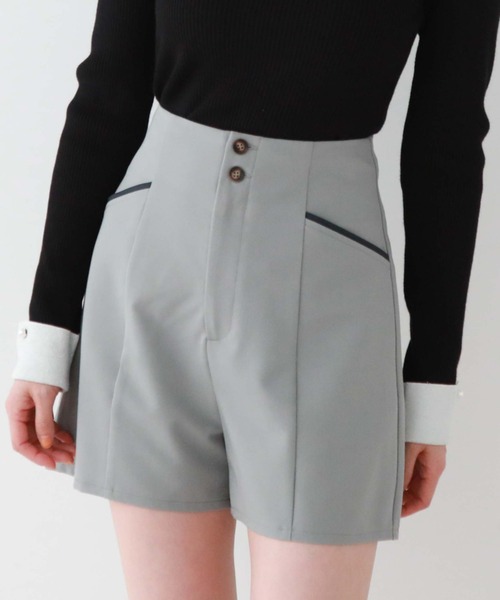 archives（アルシーヴ）の「ハイウエストパイピングショートパンツ（その他パンツ・レディース・ブラック/アイボリー/ブルーグレー・MEDIUM）」の21枚目の写真