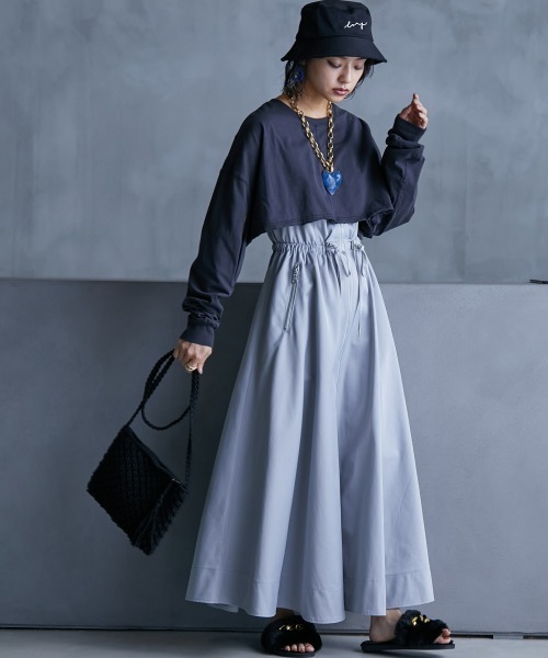 GEVS.（ジェイヴィス）の「＜大きいサイズ＞ フロントジップキャミソールロングワンピース GEVS.（ワンピース・レディース・ブラック/グレー・L/LL/3L/4L/5L）」の14枚目の写真