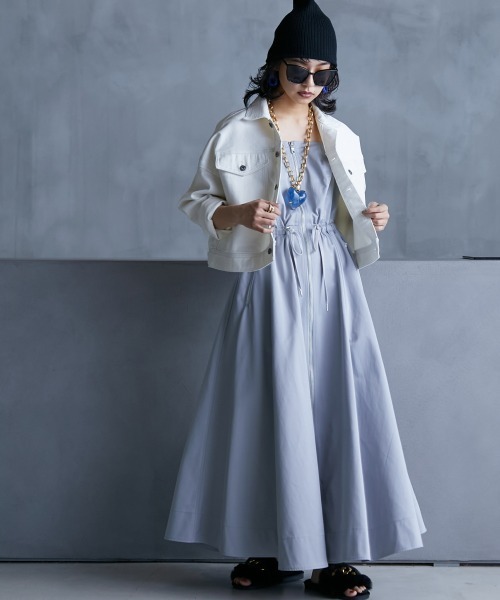 GEVS.（ジェイヴィス）の「＜大きいサイズ＞ フロントジップキャミソールロングワンピース GEVS.（ワンピース・レディース・ブラック/グレー・L/LL/3L/4L/5L）」の10枚目の写真