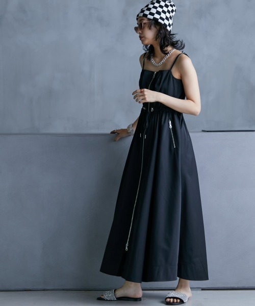 GEVS.（ジェイヴィス）の「＜大きいサイズ＞ フロントジップキャミソールロングワンピース GEVS.（ワンピース・レディース・ブラック/グレー・L/LL/3L/4L/5L）」の17枚目の写真