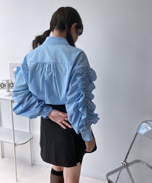 AS KNOW AS plus（アズノゥアズプラス）の「◎袖フリルデザインシャツ（シャツ/ブラウス・レディース・オフホワイト/ブルー/ブラック/ベージュ系その他/チャコールグレー/ブラック系その他/ブラック系その他2・FREE）」の20枚目の写真