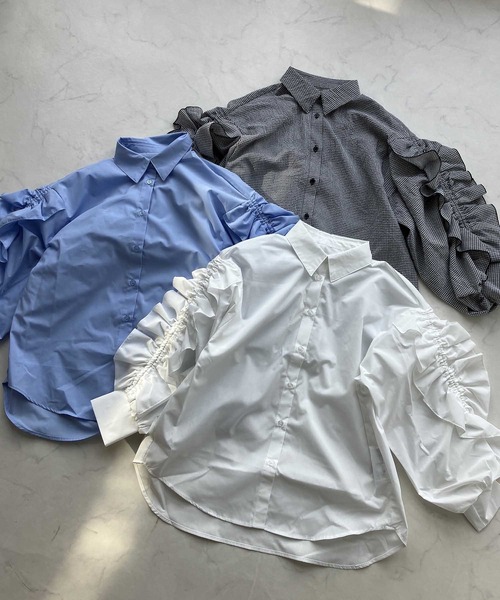 セール】◎袖フリルデザインシャツ（シャツ/ブラウス）｜AS KNOW AS