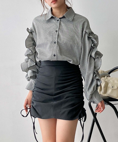 セール】◎袖フリルデザインシャツ（シャツ/ブラウス）｜AS KNOW AS