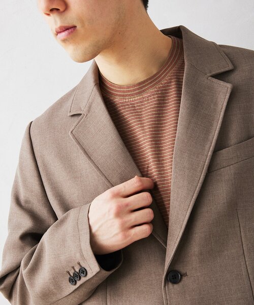 JOURNAL STANDARD relume（ジャーナルスタンダード　レリューム）の「LANATEC シャンブレー 2ボタンジャケット（テーラードジャケット・メンズ・ブラック/ベージュ/オリーブ・MEDIUM/LARGE）」の2枚目の写真