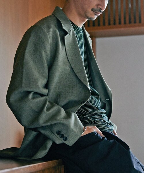 JOURNAL STANDARD relume（ジャーナルスタンダード　レリューム）の「LANATEC シャンブレー 2ボタンジャケット（テーラードジャケット・メンズ・ブラック/ベージュ/オリーブ・MEDIUM/LARGE）」の9枚目の写真