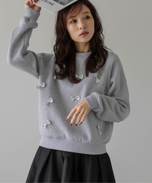 SUGAR BISKET(シュガービスケット)の「裏起毛リボンスウェット(スウェット・レディース・グレー/ブラック/ホワイト・フリー)」の8枚目の写真