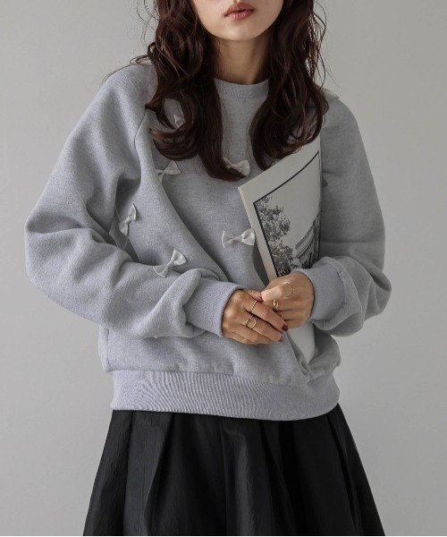 SUGAR BISKET(シュガービスケット)の「裏起毛リボンスウェット(スウェット・レディース・グレー/ブラック/ホワイト・フリー)」の6枚目の写真
