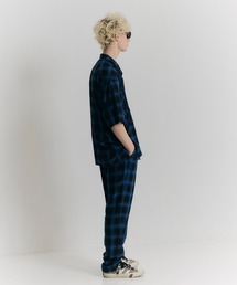 ノイズメーカー チェック テーパードパンツNOISEMAKER 日本製 punk セール星型パッチワークワイドテーパードパンツレッドチェック