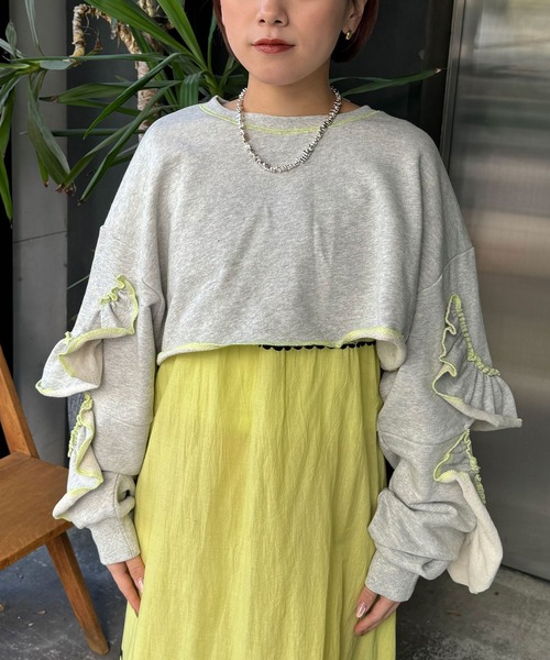 HELLO.SANFRANCISCO（ハローサンフランシスコ）の「【HELLO.SANFRANCISCO/ハローサンフランシスコ】カットアウトフリルスウェット（スウェット・レディース・ライトグレー/アイボリー・FREE）」の19枚目の写真