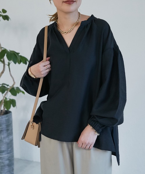 un dix cors(アンディコール)の「シアーツイルスキッパーシャツ(シャツ/ブラウス・レディース・ブラック/オフホワイト/グリーン・FREE)」の18枚目の写真