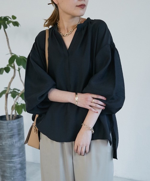 un dix cors(アンディコール)の「シアーツイルスキッパーシャツ(シャツ/ブラウス・レディース・ブラック/オフホワイト/グリーン・FREE)」の22枚目の写真