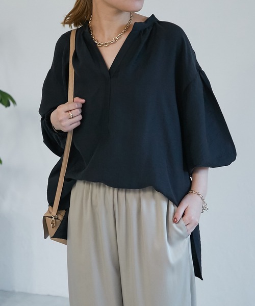 un dix cors(アンディコール)の「シアーツイルスキッパーシャツ(シャツ/ブラウス・レディース・ブラック/オフホワイト/グリーン・FREE)」の19枚目の写真