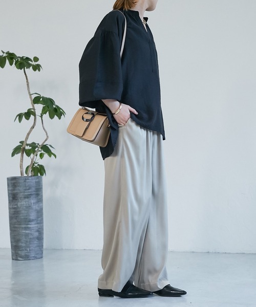 un dix cors(アンディコール)の「シアーツイルスキッパーシャツ(シャツ/ブラウス・レディース・ブラック/オフホワイト/グリーン・FREE)」の15枚目の写真