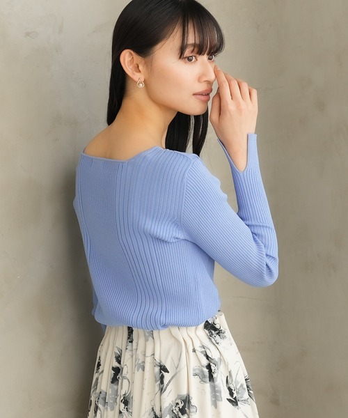 TRUDEA（トルディア）の「梅春スクエアランダムリブニット（ニット/セーター・レディース・ホワイト/ミント/ネイビー/ブルー・MEDIUM/LARGE）」の19枚目の写真
