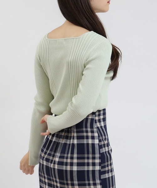 TRUDEA（トルディア）の「梅春スクエアランダムリブニット（ニット/セーター・レディース・ホワイト/ミント/ネイビー/ブルー・MEDIUM/LARGE）」の12枚目の写真