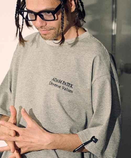 ADAMPATEK ストライプTシャツ グレー ADAMPATEK ストライプTシャツ グレー ADAM PATEK シャツ